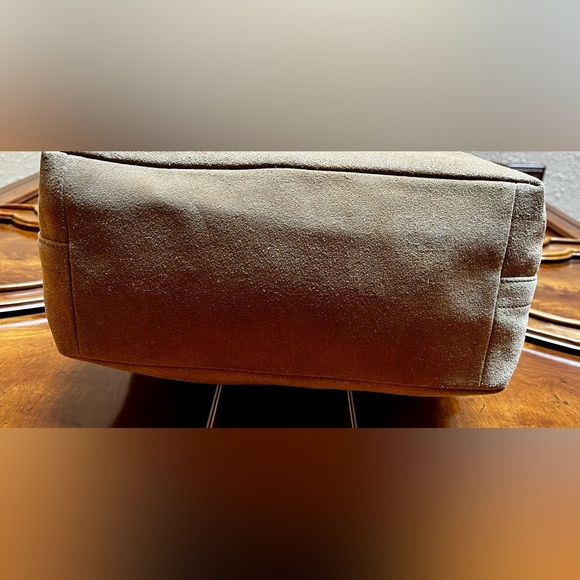 Coach suede, leather, and canvas Hobo  with silver accents in like new - Picture 7 of 14